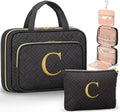 Personalized Gifts for Women, Initial Toiletry Bag Hanging Travel Organizer & Makeup Cosmetic Bag with Embroidery Letter Teacher Appreciation Gift Birthday Mothers Day Gifts for Mom Wife Friend Sister - style: C