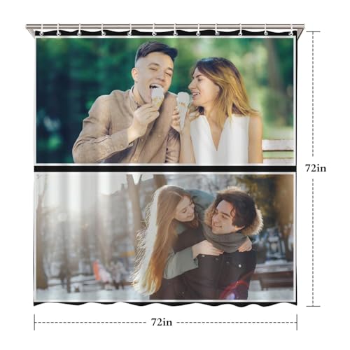 Personalized Shower Curtain Set Custom Photo Shower Curtains Modern Minimalist Home Bathroom Curtain Decor with 12 Hooks 72 Inch Wide * 72 Inch High - color: 2 Photo, size: 72"W x 72"L (Pack of 1)