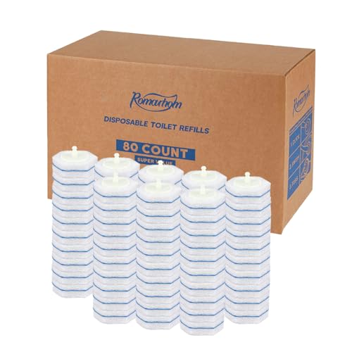 80-pcs Toilet Brush Wand Refills, Compatible with Clorox and Most Toilet Brushes, Disposable Wand Heads (Package May Vary)