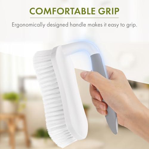 Amazer Scrub Brush for Cleaning Comfort Grip Shower Scrubber Flexible Stiff Bristles with Handle Heavy Duty Cleaner Brush for Tub Sink Carpet Floor - Pack of 2 (Grey+Grey) - color: Grey+grey