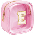 KOTORA Initial Make up Bag Travel Toiletry Bag, Clear Makeup Bag Preppy Cosmetic Bags Organizer Travel Essentials Pink Gifts for Women Teen Girlfriend Teacher Mom Birthday Mothers Day Gifts - color: Pink, style: E
