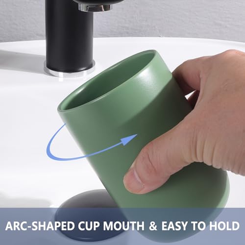 Toothbrush Holders for Bathrooms - 2 Cups Ceramic Toothbrush Toothpaste Holders Set, Green Bathroom Tumbler Cups Reusable Toothbrush Mouthwash Cup, Bathroom Counter Organizer. - color: Green, size: 2pcs