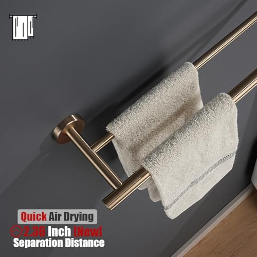 JQK Double Bath Towel Bar, 30 Inch 304 Stainless Steel Thicken 0.8mm Towel Rack for Bathroom, Towel Holder Champagne Bronze Wall Mount, Useable Length 27 Inch, TB100L27-CB - color: Champagne Bronze, size: 30 Inch