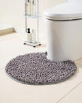 Soft Shaggy Round Toilet Rug U Shaped for Bathroom, Excellent Absorbent Contour Toilet Mat Machine Washable, Non-Slip Microfiber Chenille Bathroom Rugs 24" Light Grey - color: Light Grey