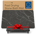 Stone Bath Mats for Bathroom - Diatomaceous Earth Bath Mat, Quick-Dry Bath Stone Mat & Large/Small Stone Shower Mat, Anti-Slip 100% Natural Stone Bathmat, 2 Stone Mats (Black Marble) - color: Black Marble