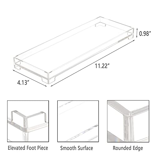 Vanity Bathroom Tray Acrylic Clear Rectangle Decorative Organizer, Small - color: Clear, size: 11.2" x 4.1" x 1"