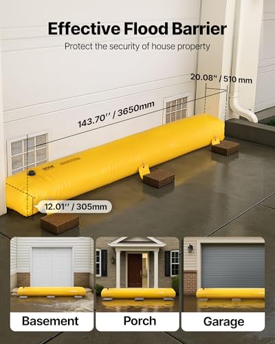 Flood Barrier, Flood Bags, Sandbag Alternative, Water Barrier for Flooding with Great Waterproof Effect, Reusable PVC Water Diversion Tubes, Lightweight Flood Barriers for Home, Door, Garage - style: 12ft (L) *12(h)
