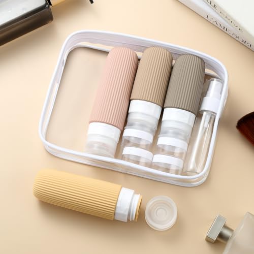 Mrsdry 16 Pack Travel Bottles Set, TSA Approved Leak Proof Silicone Squeezable Containers for Toiletries, Refillable Travel Accessories for Conditioner, Shampoo, Lotion & Body Wash Accessories - color: Apricot, size: Mudium
