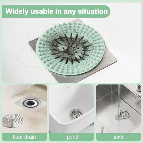 2 Pack Kitchen Sink Strainer Drain Cover Food Catcher Kitchen Filter Guard Drain Protector Strainer Basket Stopper Catcher(Green) - color: Green, size: 5.3 inch