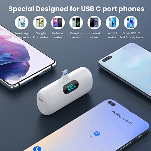 [2-Pack]Portable Charger for iPhone 17/16/15,Mini Power Bank 5000mAh PD USB C Portable Phone Charger,Travel Essential Battery Pack for iPhone 17/17 Air/16/16 pro/15/15 pro Max/Android/Samsung/Moto/LG - color: A-Black+White