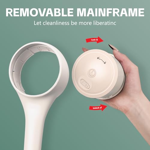 Electric Body Brush Back Scrubber for Shower, Waterproof Long Dual Handle Power Body Scrubber with 4 Heads, Bath Brush & 2 Speeds, for Deep Cleansing, Exfoliating and Massaging Skin (Beige) - color: Beige