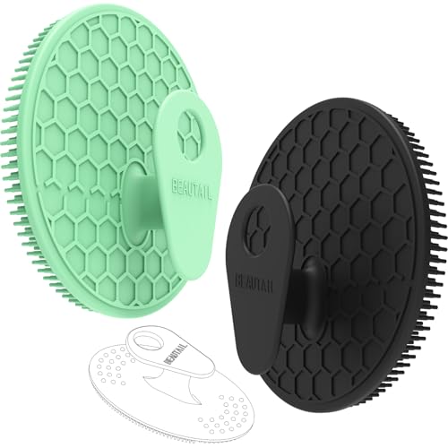 Silicone Body and Face Scrubber Set 3 Pack, BEAUTAIL Shower Bath Scrubber, Gentle Exfoliating Brush for Women Men Baby Sensitive Skin, More Hygienic Than Traditional Loofah, Long Lasting, Black+Green - color: Black+green