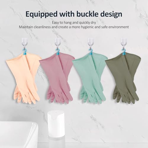 8Pairs Rubber Dishwashing Gloves, 13 Inch Long Household Cleaning Gloves Reusable with Hanging Hook and Nonslip Texture for for Washing Dishes and Cleaning Tasks, Flexible Longlasting and Nonslip