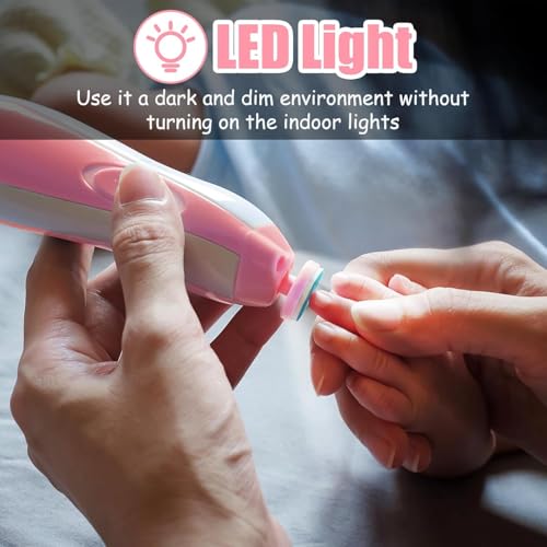 Qunlions life Baby Nail Trimmer Electric-12 in 1 Baby Nail Clippers Safe Baby Nail File Kit with a Nail Clipper, Scissor, Tweezers, and Nail Files - color: Pink+four Accessories