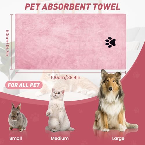 Pet Shower & Bath Supplies，Dog Shampoo Brush Set with Towel, Washing Gloves,Comb for Dogs and Cats (PINK) - color: pink, size: M