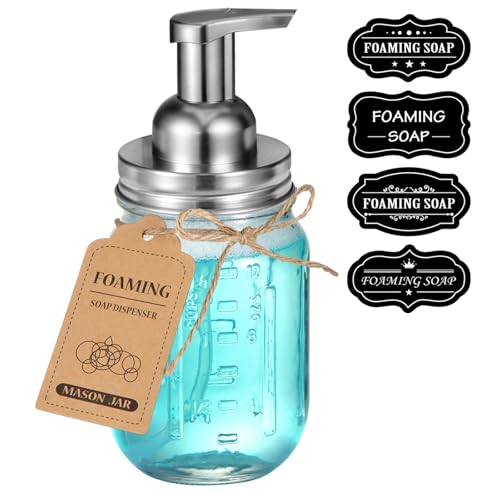 Amolliar Mason Jar Foaming Soap Dispenser, Plastic Soap Pump, Refillable Hand Soap Dispenser for Kitchen, Cute Farmhouse Decor, Dish Soap Dispenser, Bathroom Soap Accessories, Brushed Nickel 1 Pack - color: Brushed Nickel, size: 1 Pack