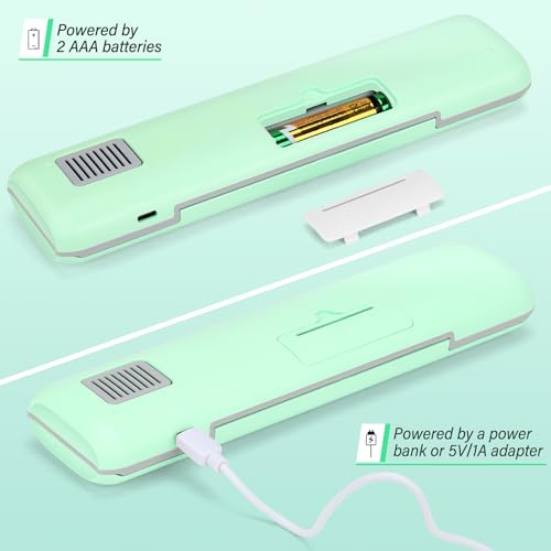 YourMate UVC Toothbrush Sanitizer Case Travel Toothbrush Covers Case for Traving or Business Trip Power by AA Battery or USB-C Cord Green - color: Green