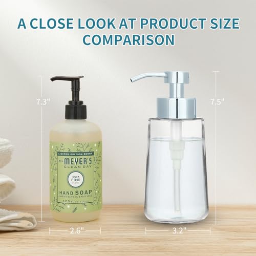 Soap Dispenser, Clear Glass Soap Dispenser with Rust Proof Pump, 16oz Liquid Soap Pump with Waterproof Labels, Dish & Hand Soap for Bathroom, Kitchen, Chrome Pump, Pack of 2 - color: Chrome