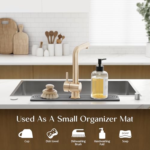 eormoe Diatomite Stone Sink Candy - Instant Dry Stone Sink Tray around Faucet, Prevents Moisture Buildup - Faucet Splash Guard for Bathroom Counter (Dark Grey, 20" x 3.9") - color: Dark Gray, size: 20" x 3.9"