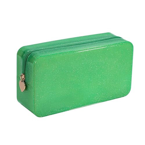 PVC Jelly Travel Makeup Bag,Waterproof Cosmetic Bag/Case with Zipper, Toiletry SPF Bag for Sunscreen, Skincare, and Daily Essentials (04Green) - color: 04Green
