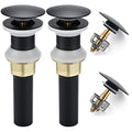 Rockgoya Bathroom Sink Drain,2 Pack Drain Stopper Bathroom Sink Without Overflow,Pop Up Drain Assembly with Detachable Strainer Basket,Built-in Anti-Clogging Strainer,Stainless Steel Mattle Black - color: Mattle Black-2 Pack, style: Without Overflow