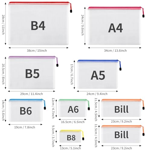 EOOUT 30pcs Mesh Zipper Pouch Bags, 8 Sizes Plastic Bags, 8 Colors Waterproof Zipper Pouches for Organization, Multipurpose for Travel, Office Appliances and Home Organization - style: Multicolor-30pcs