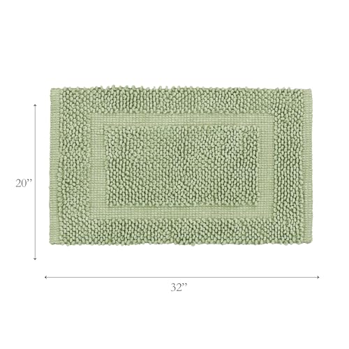 Jean Pierre New York 100% Chenille Cotton Skid Resistant Plush Bath Mat - 20"x32" Bathroom Rug - Sage Green - color: Sage Green, size: 1'8" x 2'8" (Rectangular)