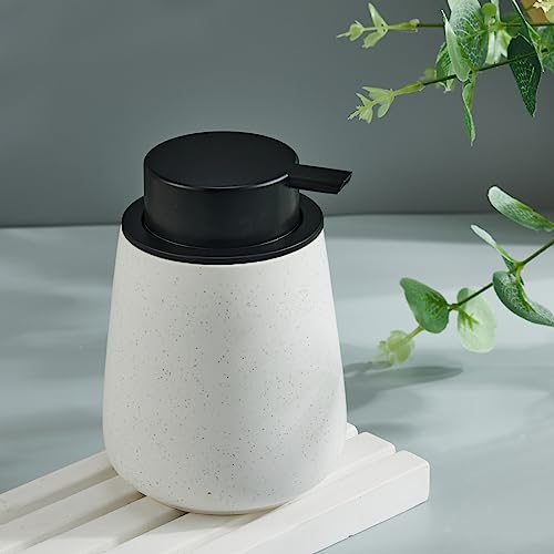 12Oz Foaming Soap Dispenser - Ceramic Foam Hand Soap Dispenser with Easy-to-Press Black Pump, Reusable and Refillable Lotion Dish Soap Dispensers for Bathroom & Kitchen, Speckled Matte White - color: Speckled White, style: Foam Pump