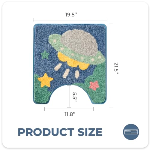 Cute Toilet Rug U Shaped, Microfiber Bathroom Toilet Rugs Non Slip Bath Mat Toliet Rug Machine Washable Absorbent Bathroom Rugs 20 x 22 Inches, Rocket - color: Flying Saucer