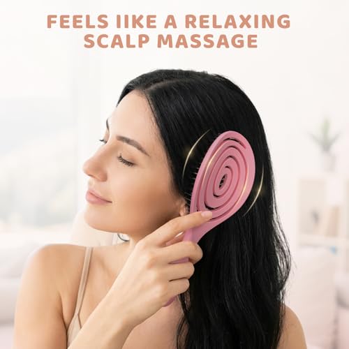 SHINLEA Detangle Hair Brush, Detangling Wet Spiral Hairbrush for Women, Men, kids, Vented Detangler for Blow Drying, Glide Through Tangles For All Hair Types (Pink) - color: Pink