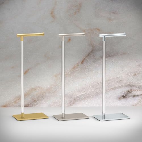 Gatco 1331C Modern Rectangle Base Freestanding Toilet Paper Holder, Chrome/Acrylic, Weighted Base Bathroom Tissue Stand 22.25" - color: Chrome/Acrylic, 22.25"h