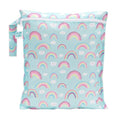 Bumkins Waterproof Wet Bag for Baby, Travel, Swim Suit, Cloth Diapers, Pump Parts, Pool, Beach, Gym Clothes, Toiletry, Hook to Stroller, Daycare, Zipper Reusable Wetdry Packing Pouch, Rainbows Blue - color: H3 Rainbows, style: Wet Bag