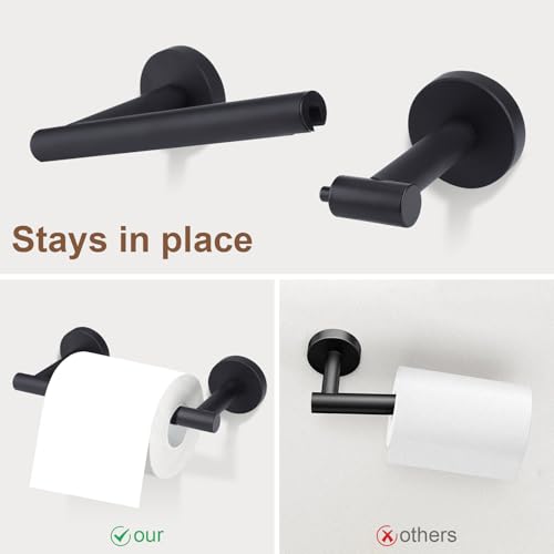 Matte Black Toilet Paper Holder Set, Stainless Steel Towel Ring, Double Post Pivoting Toilet Paper Holder and Hand Towel Holder Set for Bathroom,Bathroom Hardware Accessories Set Black - color: Matte Black