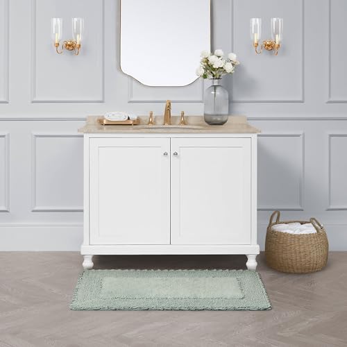 Laura Ashley Ruffle Border Sage Green 27"x 45" 100% Cotton Bath Rug - color: Sage Green, size: 2'3" x 3'9" (Rectangular)