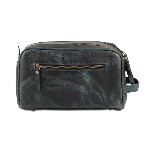 KomalC Travel Toiletry Bag – Premium Leather Dopp Kit for Men & Women with Water-Resistant Lining & Spacious Zippered Organizer - style: 1 Zip Classic Sea Green