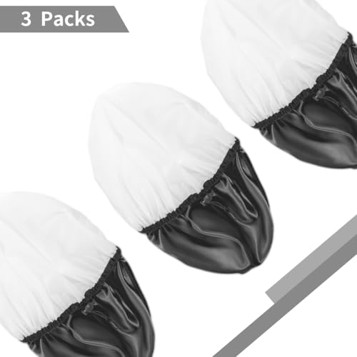Auban Shower Cap for Women, Adjustable Reusable, Extra Large, Double-Layer Waterproof Bathing Cap, Waterproof Exterior, EVA Lining, Hair Cap for All Hair Lengths, 3 Balck Set - color: 3 Backs