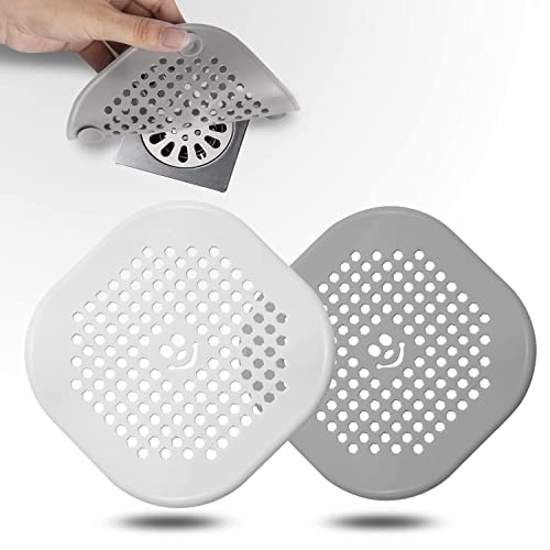 2 Pack Drain Hair Catcher Silicone Bathroom Accessories Shower Drain Protector Sink Drain Strainer Hair Stopper for Shower Kitchen Bathroom Tub Grey - color: Gray