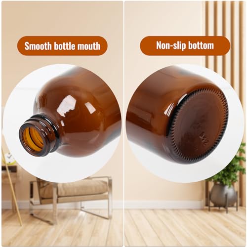 STARSIDE 12 Pack 4 oz Amber Glass Bottles with Lids, 120 ml Round Boston Bottles for Essential Oils, Hot Sauce, Juice, Liquids, Include 1 Brush,1 Funnel, 12 Labels. - size: S