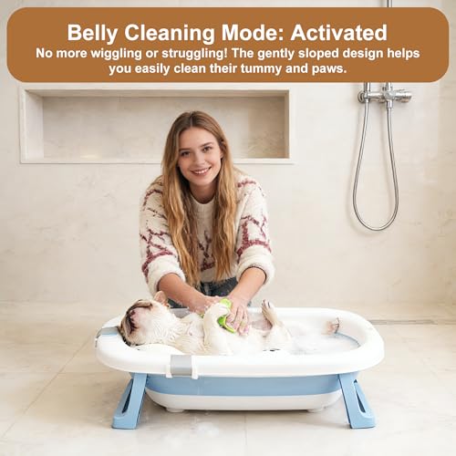 Dog Bathing Comfort mat– Floating Soft Non-Slip Pad with Adjustable Safety Straps for Small & Medium Dogs, Soothing Bathtub Cushion for Pets