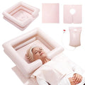 Inflatable Bedside Shampoo Set with Water Bag and Waterproof Shawl. Wash Hair in Bed for Children, the Elderly, Pregnant Women, Post-surgery or Bedridden Patients. Water Bag Capacity 2.1 Gallons (8L)
