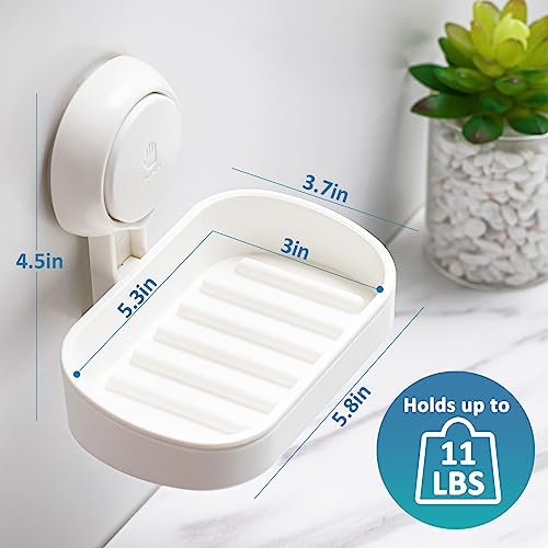 TAILI Soap Holder Soap Dish for Shower, Suction Cup Soap Holder for Shower Wall, Bathroom Accessories, Removable Strong Hold Soap Saver, Drill Free, White 2 Set - color: White, size: 2 Set