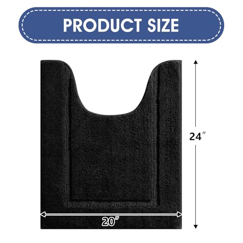 IM HOME Toilet Rugs, Ultra Soft Thick Plush Fluffy Microfiber Absorbent Contour Bathroom Rugs for Toilet, Non-Slip Backing, Machine Washable Bath Mats for Bathroom, Tub, Black/U-Shaped 24"x20" - color: Black, size: 1'8" x 2' (U-Shape)