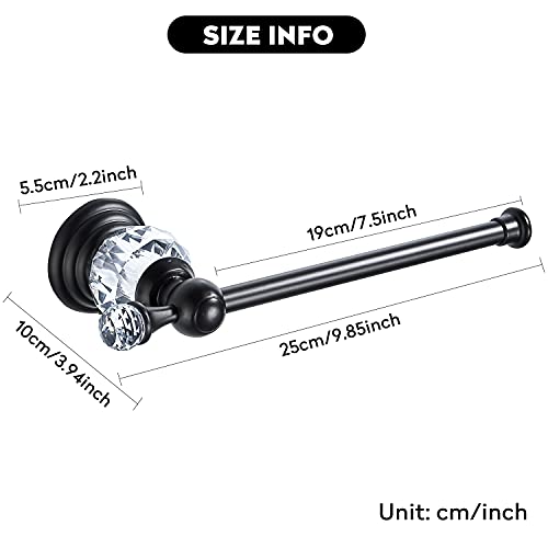 BATHSIR Crystal Toilet Paper Holder, Black Toilet Roll Holder Modern Bathroom Accessories Zinc Alloy Tissue Hanger Wall Mounted - color: Black