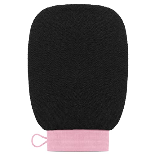 Valitic Exfoliating Glove Body Scrubber - Exfoliating Mitt Dead Skin Remover, Shower Face and Body Exfoliator - Korean Style Skin Scrubber Washcloth - Spray and Self Tan Remover, 1 Black with Pink - color: Black Pink