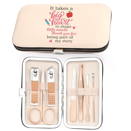 Teacher Appreciation Gifts,Presents Forteacher End of Year Christmas Valentines Day Retirement Thank You Cool Farewell Thanksgiving Gifts Ideas Nail Clippers Manicure Kit for Women Stocking Stuffers - color: Pink Teacher