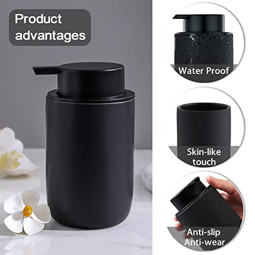 Foam Soap Dispenser Set - 2 Pack Black Ceramic Foaming Dish Hand Soap Dispenser with Black Pump for Bathroom, Bathroom Dispenser Set for Modern Home Farmhouse Decor - color: 2pcs Black, size: Foam dispenser