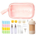 Travel Cosmetic Case Toiletry Bag with Zipper Refillable 4-in-1 Silicone Kit Toiletry Bottles、Squeeze Toiletry Bottles Leakproof Accessories for Toiletries Shampoo Lotion Body Wash (BPA Free) - size: 4-in-1 Kit - Khaki