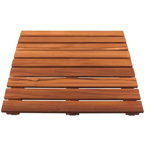 VaeFae Teak Shower Mat, Non-Slip Bath Mat, Luxury Spa Mat, Wooden Mat for Bathtub, 20 x 20 in - size: 20" x 20" (Square)
