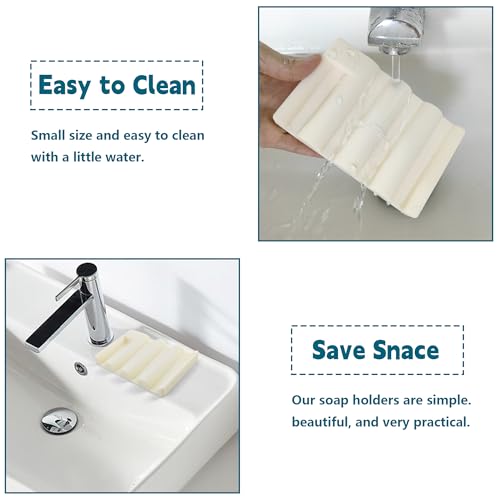 Silicone Soap Dish,Self Draining Soap Holder Perfect for Shower,Bathroom Sink,Kitchen Sink & Travel,Non-Slip Bar Soap Holder Extend Soap Life,Keep Soap Bars Dry & Easy Cleaning Beige-2Pcs - color: Beige-2pcs