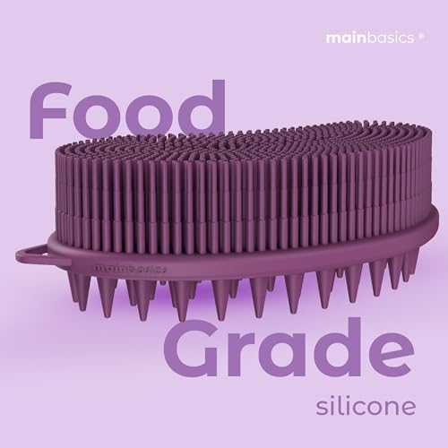 MainBasics Silicone Body Scrubber Dual-Sided, Purple, Scalp | Shower Scrubber and Scalp Massager, Gentle Silicone Loofah Alternative for Deep Clean - color: Purple, size: Scalp
